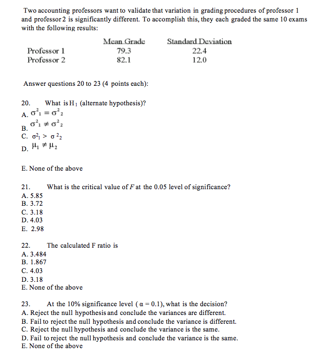 Two accounting professors want to validate that