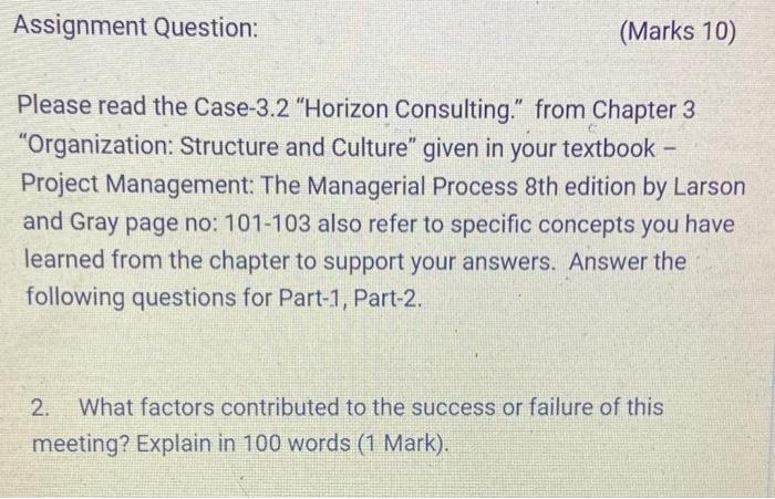 Assignment Question: (Marks 10) Please read the