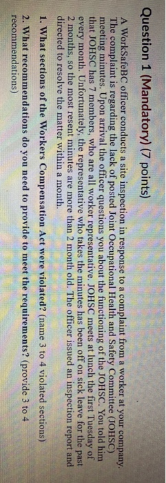 need answer fast Question 1 (Mandatory) (7