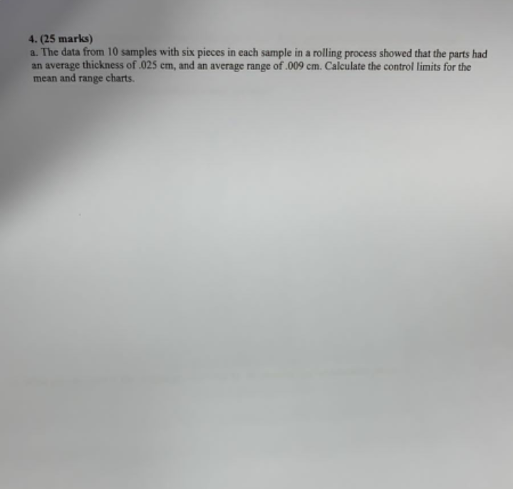 4. (25 marks) a. The data from 10 samples with