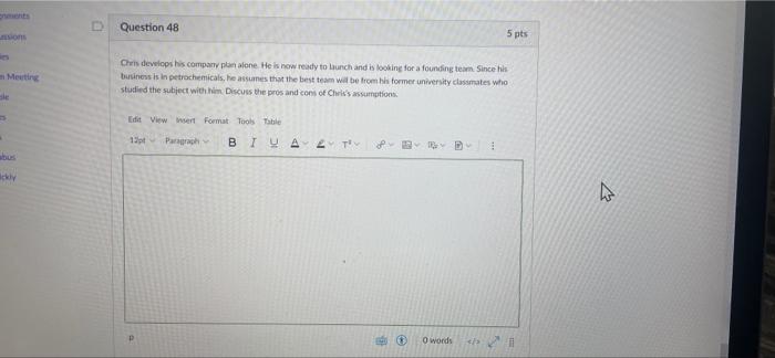 Question 48 mions 5 pts - Mentine Chris develops