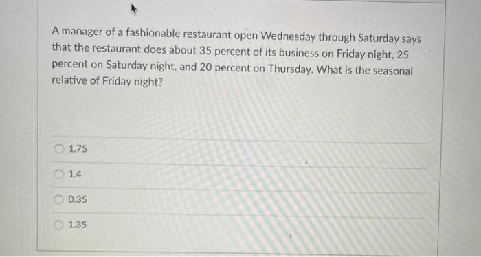 A manager of a fashionable restaurant open