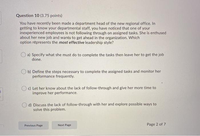 QUESTION 10 Question 10 (3.75 points) You have