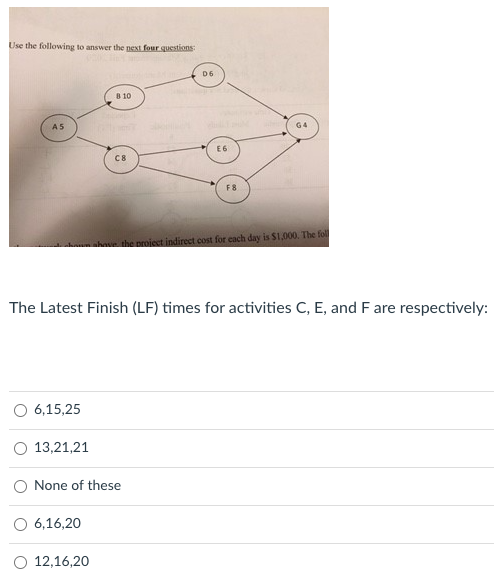 Use the following to answer the next 4 (FOUR)