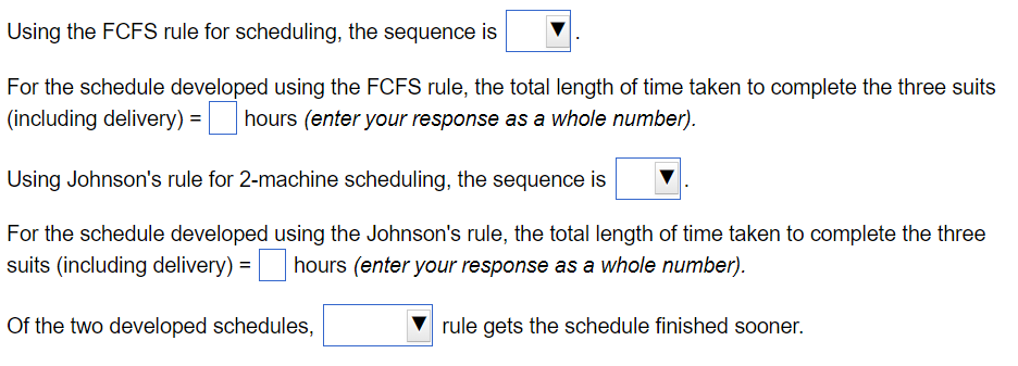 Using the FCFS rule for scheduling, the sequence