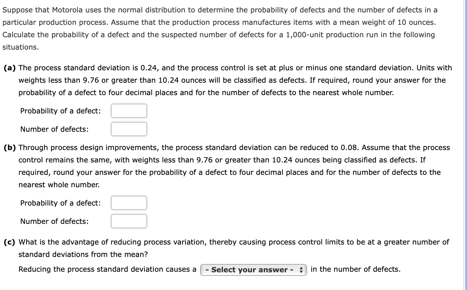 Suppose that Motorola uses the normal