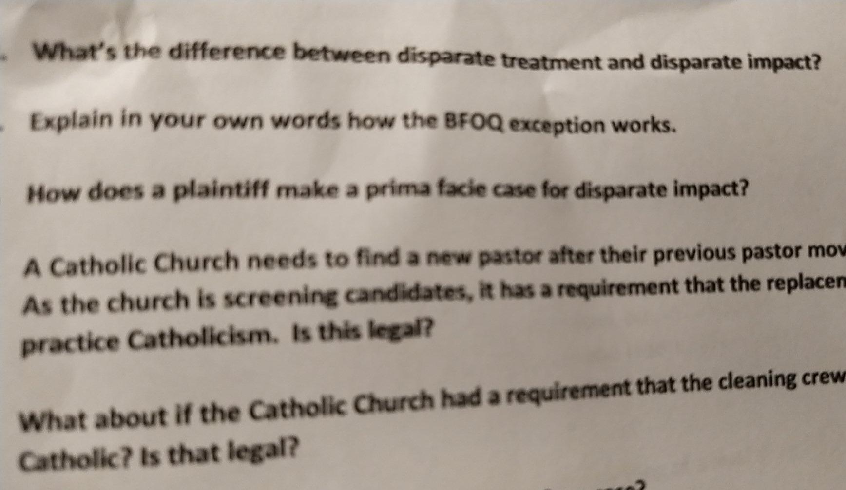 What's the difference between disparate treatment