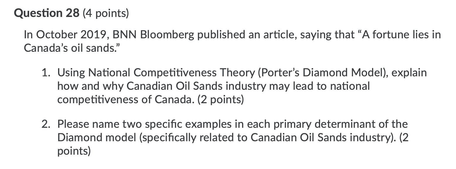 Question 28 (4 points) In October 2019, BNN