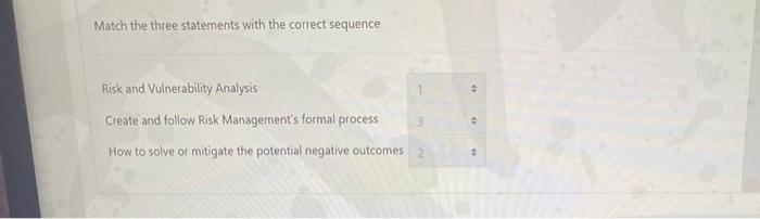 Match the three statements with the correct