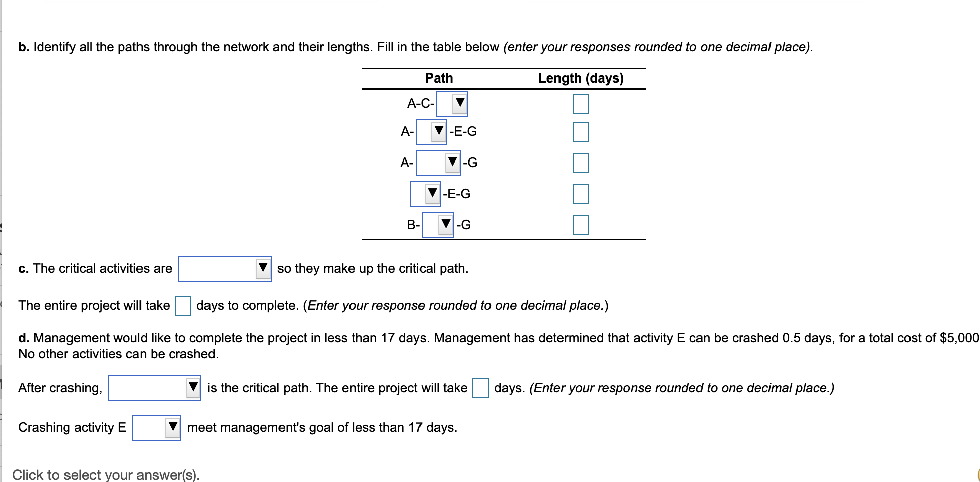 a. Choose the correct project network diagram