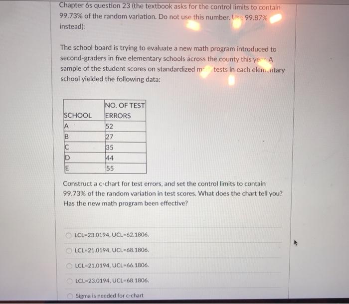 Chapter 6s question 23 (the textbook asks for the