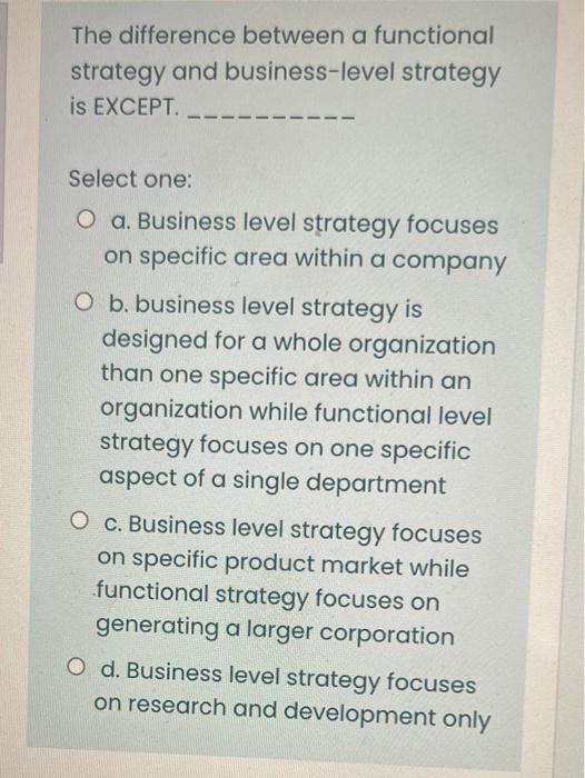 The difference between a functional strategy and