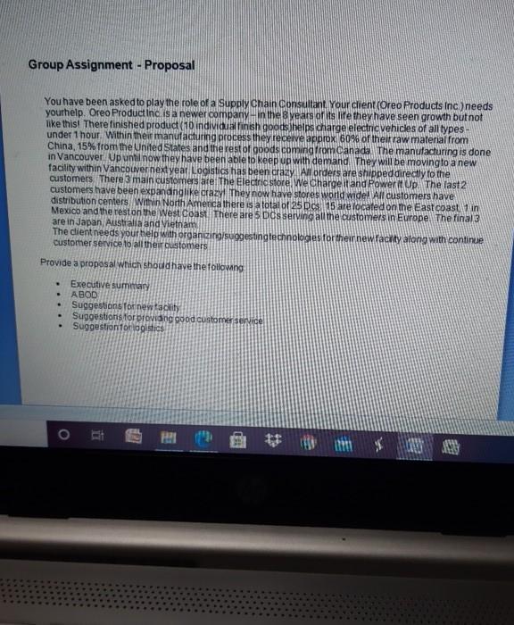 Group Assignment - Proposal You have been asked