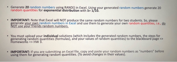 please solve in excel thank you Generate 20