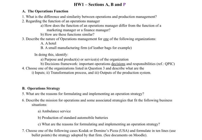 production managem A. The Operations Function 1.
