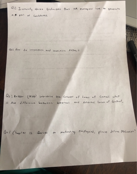 that HR managers use to generate Qu. Insentify