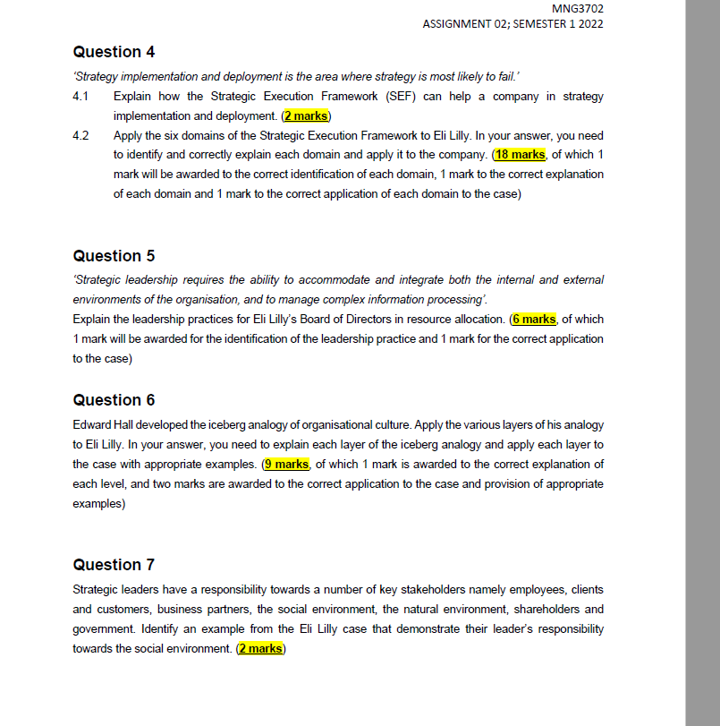 MNG3702 ASSIGNMENT 02; SEMESTER 1 2022 Question 4