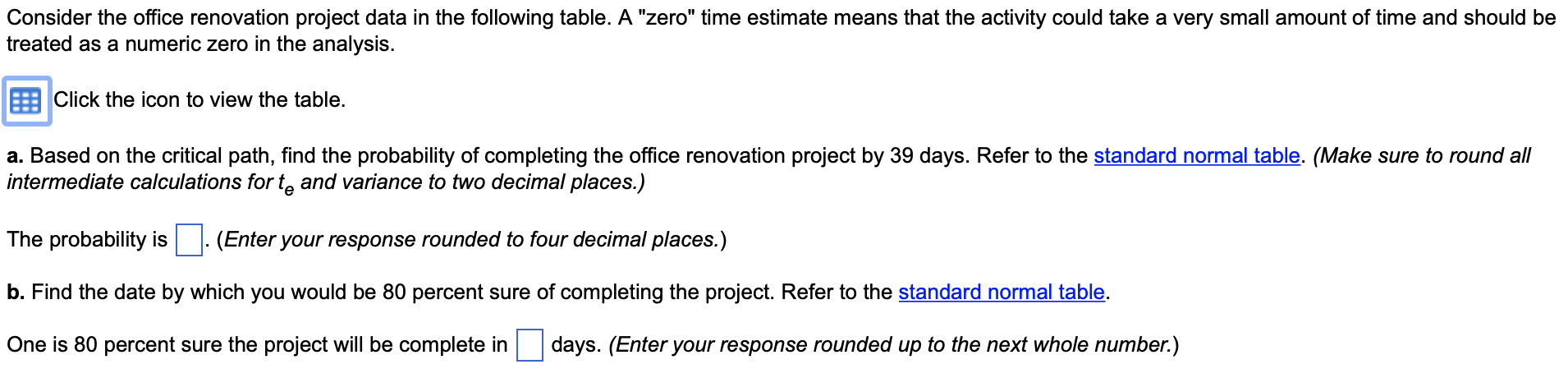 Data table Activity Optimistic START ABCDEFGH -