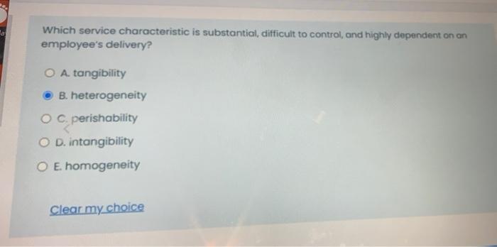 Which service characteristic is substantial,