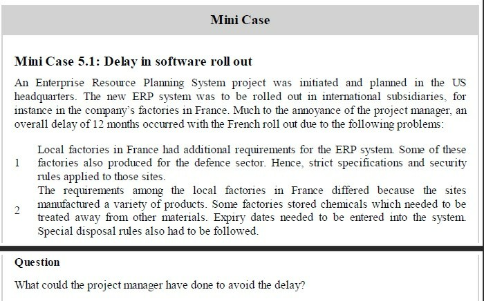 Mini Case Mini Case 5.1: Delay in software roll