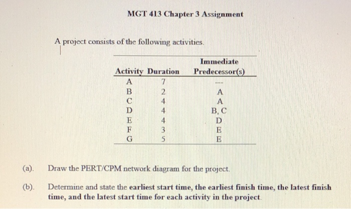 need question b MGT 413 Chapter 3 Assignment A