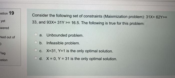 19 estion 19 Consider the following set of