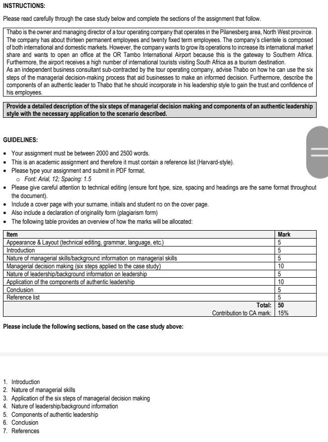 INSTRUCTIONS: Please read carefully through the