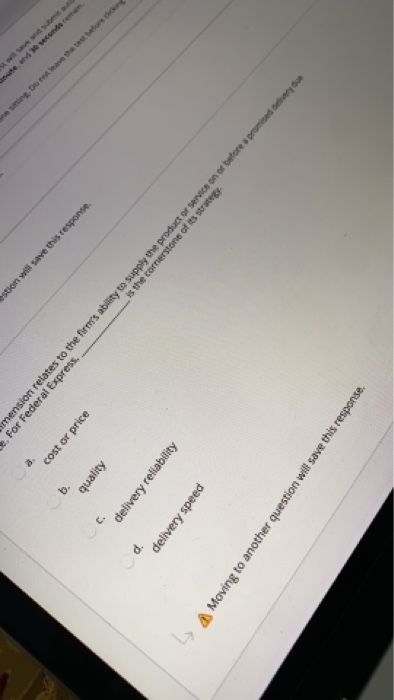 b. cost or price stion will save this response C
