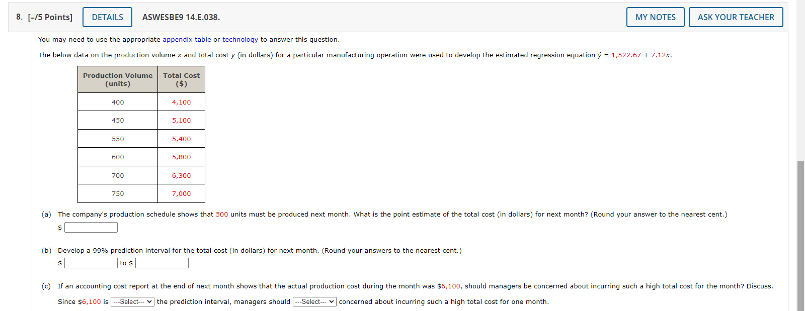 8. (-/5 Points] DETAILS ASWESBE9 14.E.038. MY