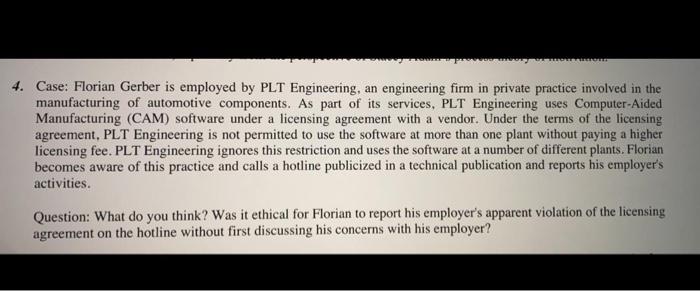 4. Case: Florian Gerber is employed by PLT