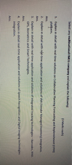 Select any multinational FMCG company and explain