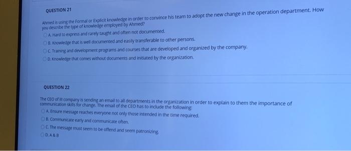 QUESTION 21 Almed is using the formal or Explicit