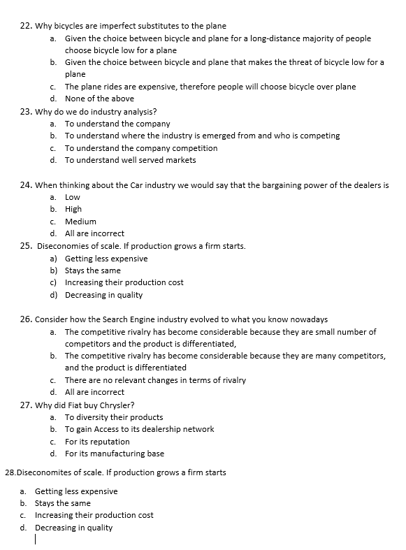 22. Why bicycles are imperfect substitutes to the