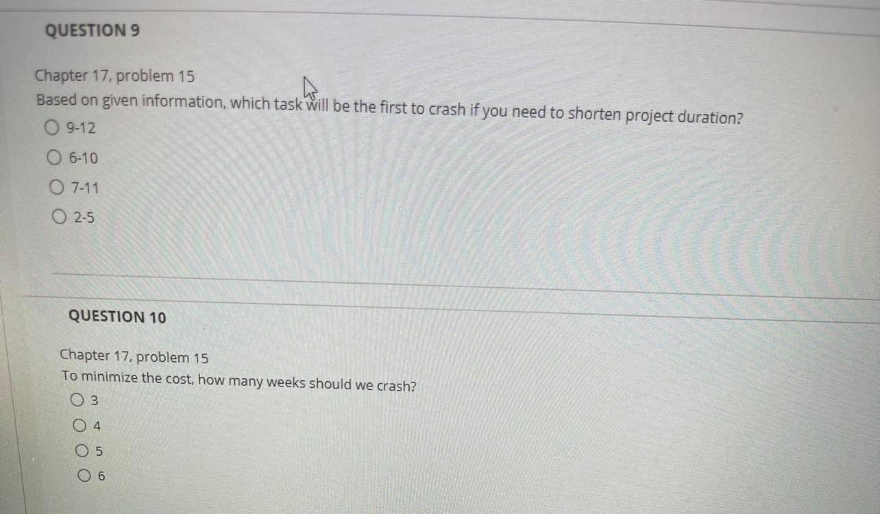 QUESTION 9 Chapter 17, problem 15 Based on given