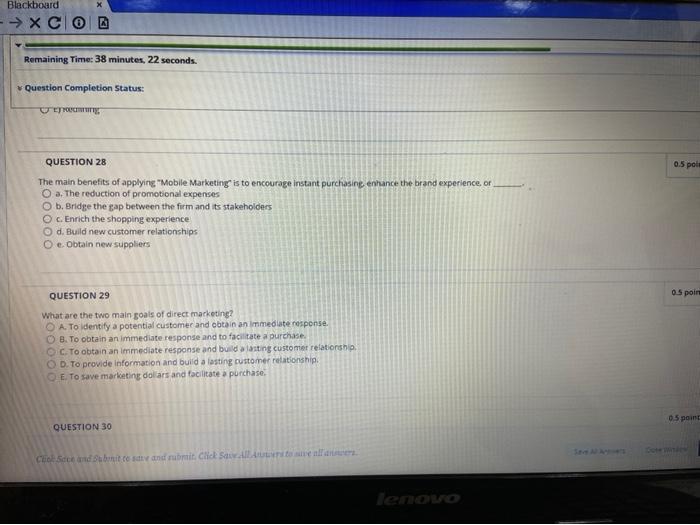 Blackboard XCO Remaining Time: 38 minutes, 22
