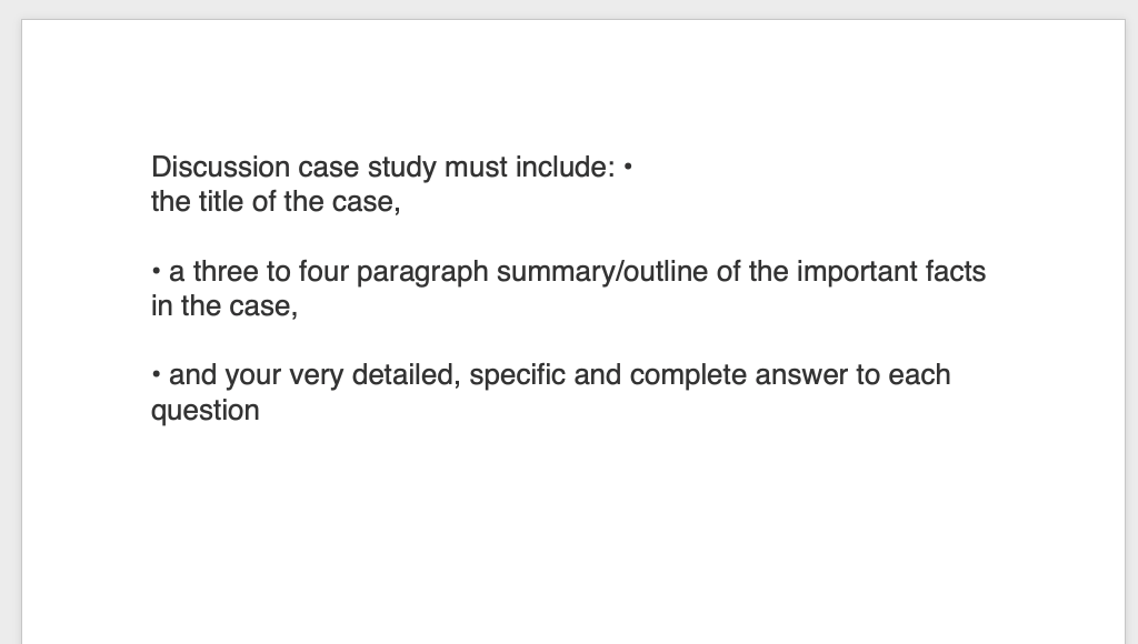 Discussion case study must include: the title of