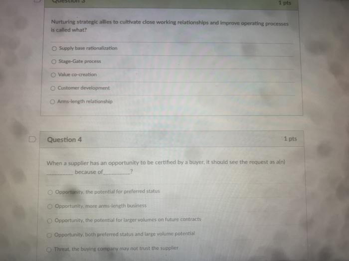 1 pts Nurturing strategic alles to cultivate