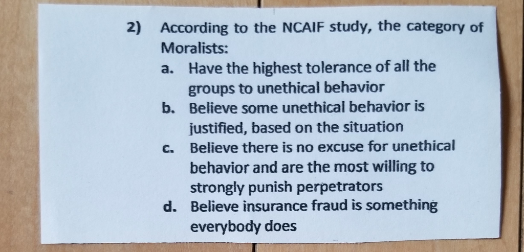 2) According to the NCAIF study, the category of