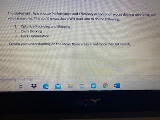 The statement: Warehouse Performance and