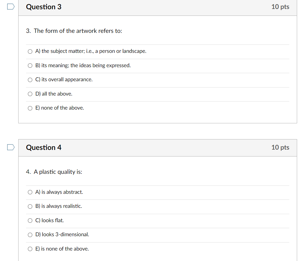 Subject :ARTH Question 1 10 pts 1. Non-objective