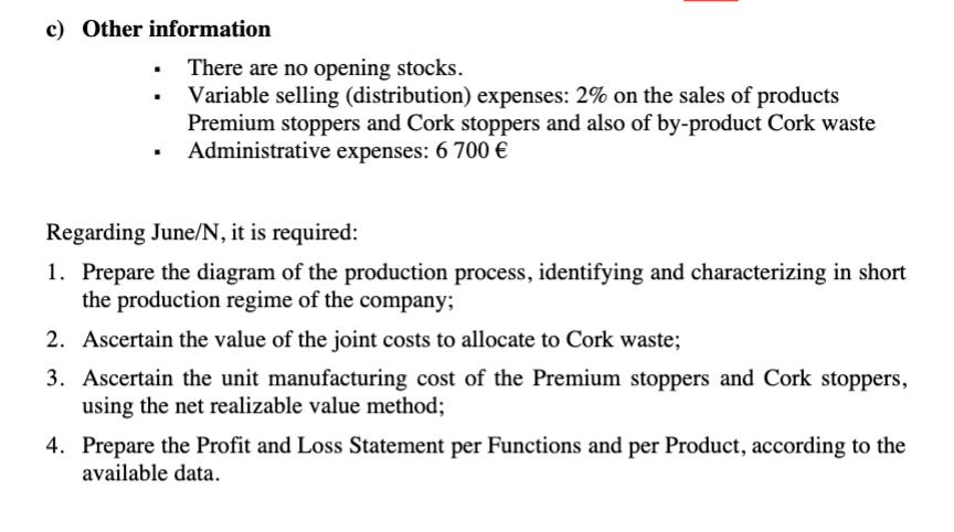 c) Other information There are no opening stocks.