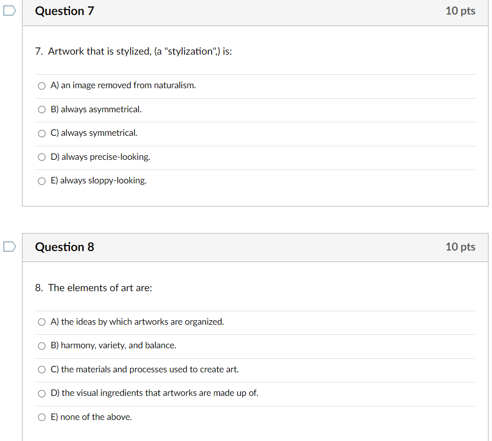 Subject :ARTH Question 1 10 pts 1. Non-objective