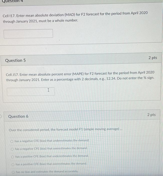 Cell 117. Enter mean absolute deviation (MAD) for