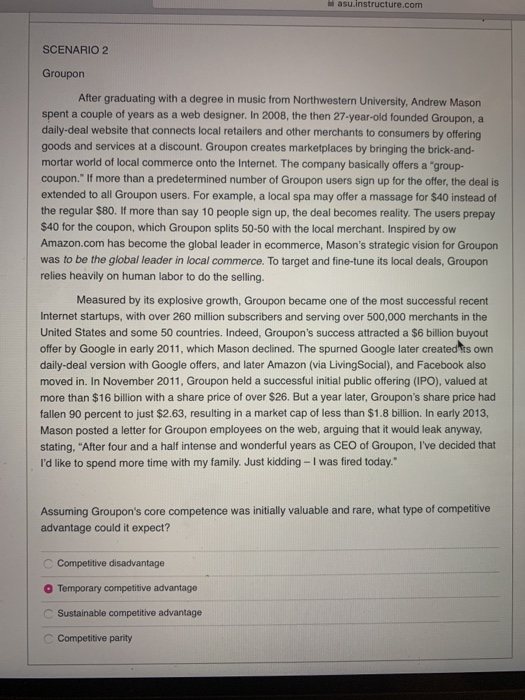 asu.instructure.com SCENARIO 2 Groupon After