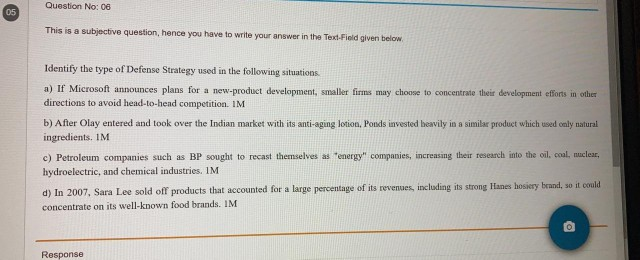 Question No: 06 05 This is a subjective question,