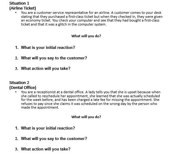 Please answer situation 1-6 this is all one