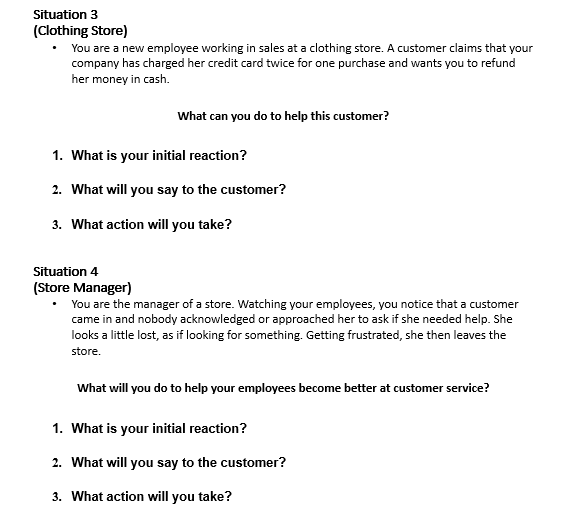 Please answer situation 1-6 this is all one