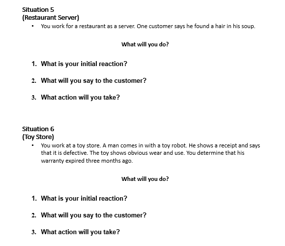 Please answer situation 1-6 this is all one