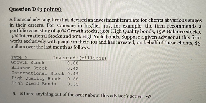 please answer and provide R code. Question D (3