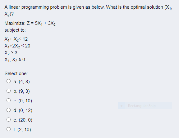 A linear programming problem is given as below.